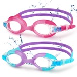 Starweh Kids Swim Goggles, 2 Pack Swimming Goggles No Leaking Anti Fog Kids Goggles for Boys Girls(Age 6-14), Purple & Pink