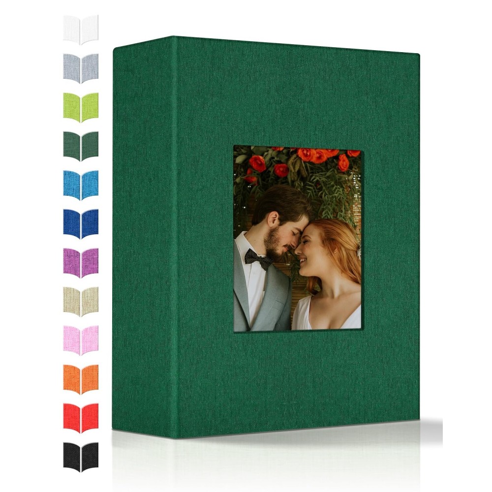 Artfeel Photo Album 4x6 with 100 Pockets,Slip-in Picture Albums,Linen Cover Memory Book with Front Window,White Page Vertical Photo Book for Wedding,Family,Anniversare,Baby,Vacation
