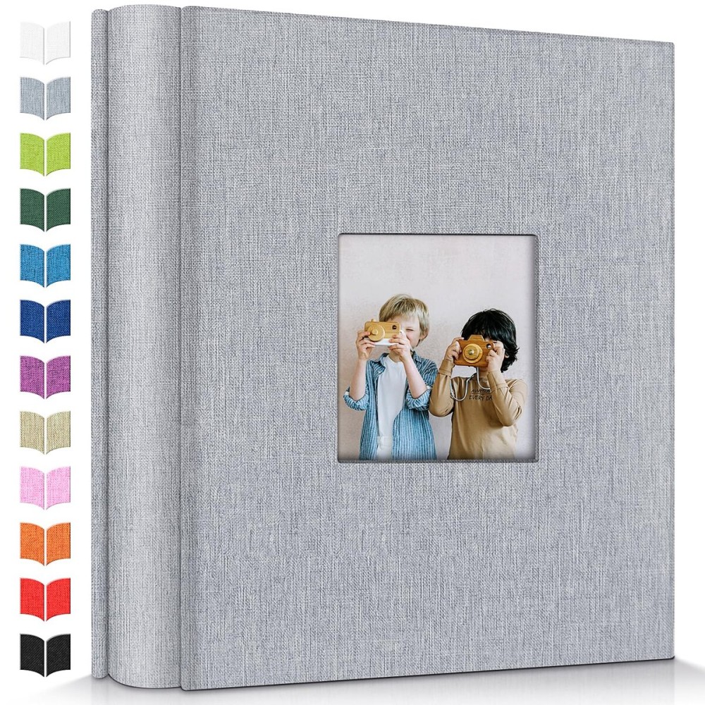 Artfeel Photo Album 4x6 with 600 Pockets,Slip-in Picture Albums,Linen Cover Memory Book with Front Window,White Page Vertical Photo Book for Wedding,Family,Anniversare,Baby,Vacation