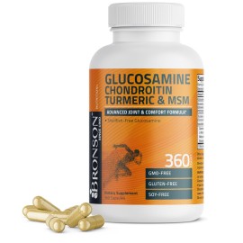 Bronson Glucosamine Chondroitin Turmeric & MSM Advanced Joint & Cartilage Formula, Supports Healthy Joints, Mobility & Cartilage - Non-GMO, 360 Capsules