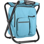 Kikerike Backpack Stool Cooler Chair Heavy Duty 300 LBS Max Load Portable Lightweight Folding Fishing Cooler for Camping Hunting Fishing - Sky Blue
