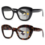 JM 2 Pack Photochromic Reading Sunglasses for Women, Cat Eye Blue Light Blocking Computer Readers, Spring Hinge, Black & Tortoise +1.5