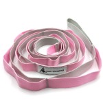 Stretching Strap Yoga Strap with Loops, Stretch Straps for Physical Therapy, Non-Elastic Exercise Strap for Pilates, Dance and Gymnastics with Workout Guide (Pink/Light Gray)