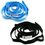 Stretching Strap Yoga Strap with Loops, Stretch Straps for Physical Therapy, Non-Elastic Exercise Strap for Pilates, Dance and Gymnastics with Workout Guide (Black+Blue/Light Blue)