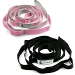 Stretching Strap Yoga Strap with Loops, Stretch Out Straps for Physical Therapy, Non-Elastic Exercise Strap for Pilates, Dance and Gymnastics with Workout Guide (Black+Pink/Light Gray)