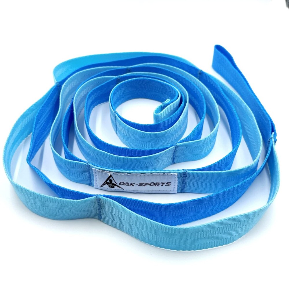 Stretching Strap Yoga Strap with Loops, Stretch Straps for Physical Therapy, Non-Elastic Exercise Strap for Pilates, Dance and Gymnastics with Workout Guide (Blue/Light Blue)