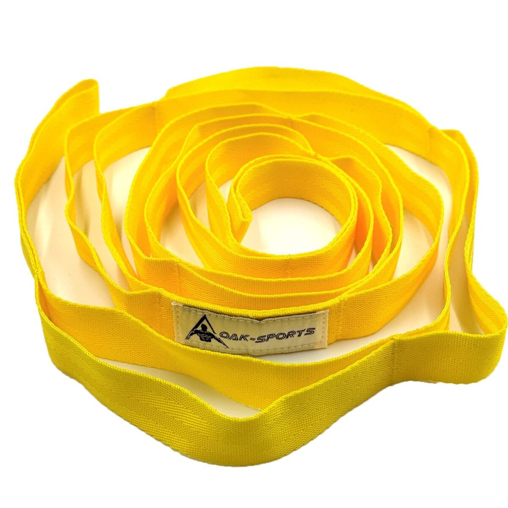 Stretching Strap Yoga Strap with Loops, Stretch Straps for Physical Therapy, Non-Elastic Exercise Strap for Pilates, Dance and Gymnastics with Workout Guide (Yellow)