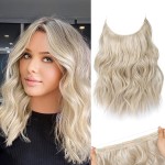 REECHO Invisible Wire Hair Extensions with Thinner Softer Lace Weft (Medium Blonde, 12 Inch (Pack of 1))