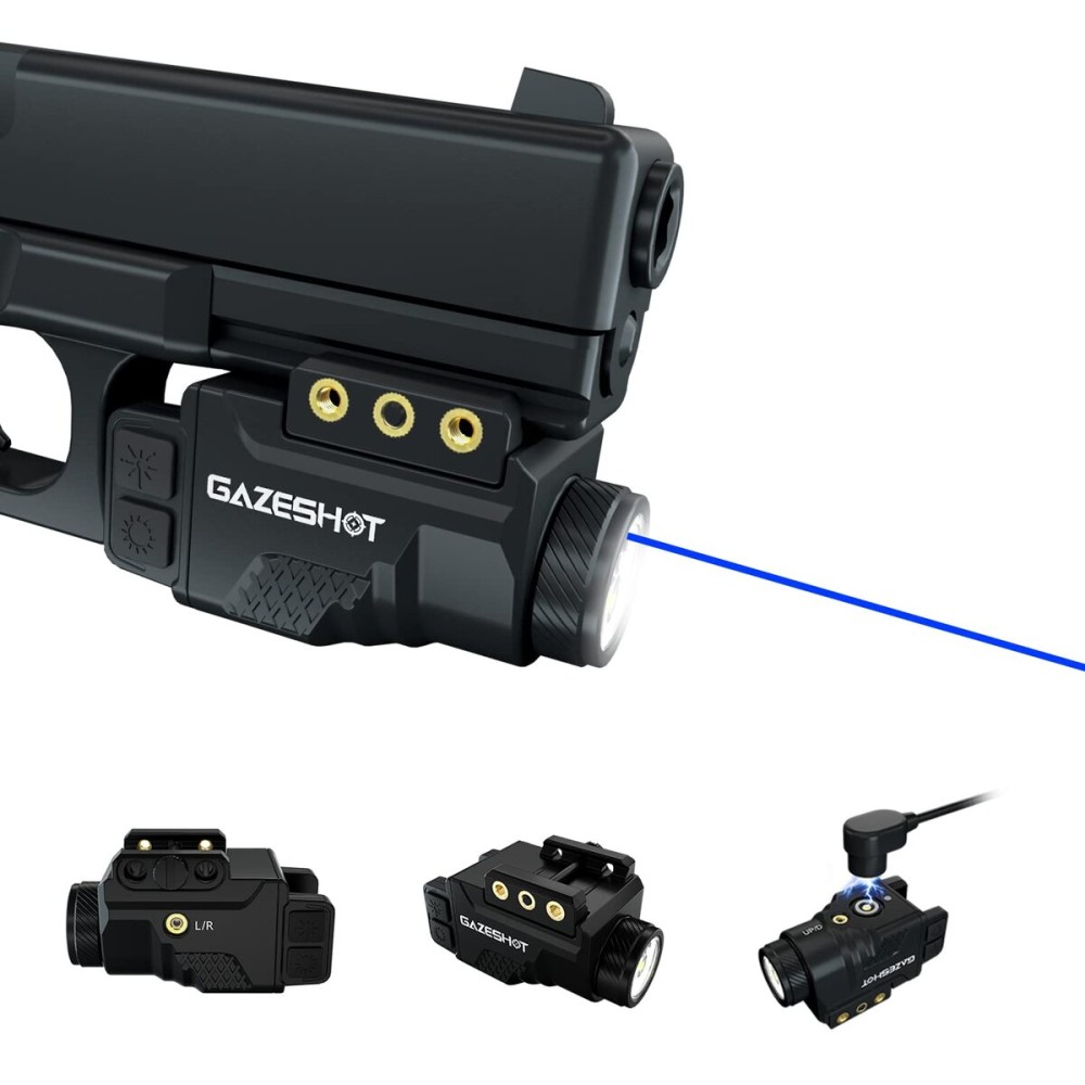 GAZESHOT Mini 700 Lumen Pistol Light Laser Combo Weapon Light Tactical Flashlights, Magnetic USB Rechargeable with Blue Beam Sight and Strobe Mode for GL and Picatinny Rail