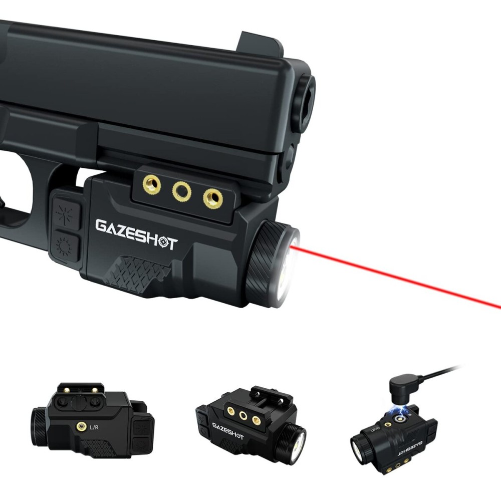GAZESHOT Mini 700 Lumen Pistol Light Laser Combo Weapon Light Tactical Flashlights, Magnetic USB Rechargeable with Red Beam Sight and Strobe Mode for GL and Picatinny Rail