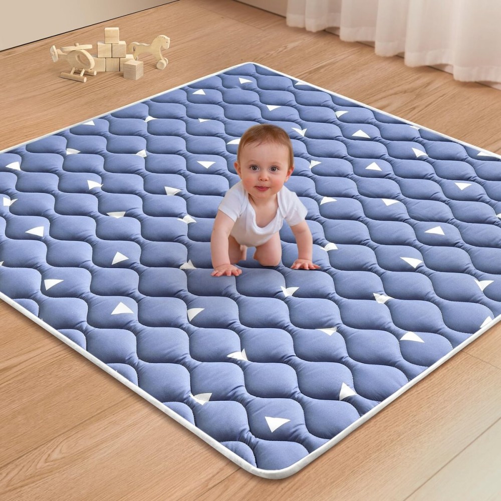 Baby Play Mat, 59x59 Inch Thicker and Larger Non-Slip Cushioning Foam Playmats for Babies,Toddlers, Infants, Play & Tummy Time, Foldable and Machine Washable Baby Mat for Floor