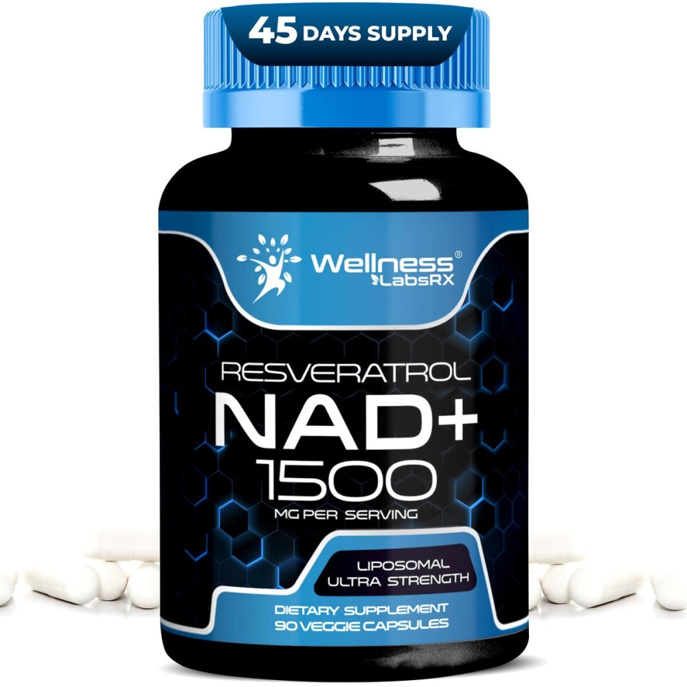 WELLNESS LABSRX NAD Supplement, 1500mg - USA Made Liposomal NAD+ Supplement with Resveratrol, NAD Plus Boosting - Support Cellular Health, Stamina & Healthy Aging - Ultra Strength Capsules