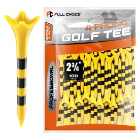 Full Choice Plastic Golf Tees 100 Pack 2-3/4, Enhanced Durability & Stability, Engineered to Minimize Friction and Side Spin