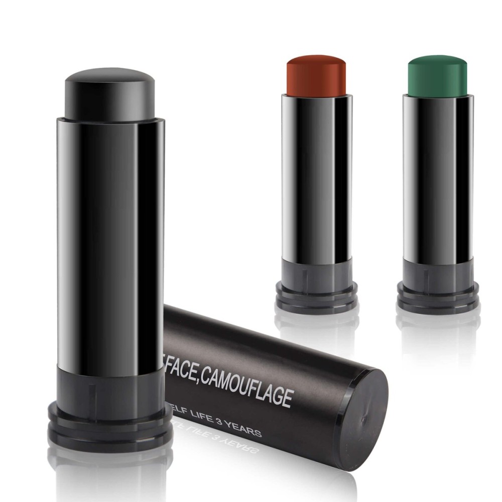 MEICOLY 3 Colors Camo Face Paint Set,Black Maroon Brown Green Eye Black Stick,Sporting Face Paint for Baseball Softball Football Lacrosse,Hunting Accessories Military Army Camo Paint