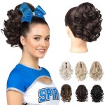 REECHO 9 Short Ponytail Extension, Classic Loose Curly Wavy Claw Clip Pony tails Hair Extensions HP001 Hairpieces for Women (Dark Brown)