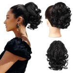 REECHO Ponytail Extension, 9 Short Curly Wavy Claw Clip Pony tails Hair Extensions HP001 Hairpieces for Women - Ginger Brown