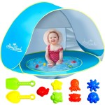 Monobeach Baby Beach Tent with Beach Sand Toys Pop Up Portable Shade Pool UPF50+ UV Protection Sun Shelter for Infant with Easy Set Up Canopy (Blue with Toys)