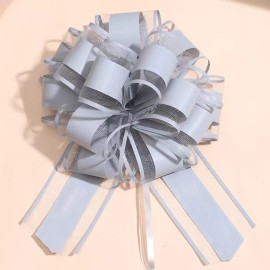 HSXJJ 6 Pieces Large Pull Bows, Grey Bow for Gift, 6 inches,Ribbon Bow Gift Decorative Bows, Holiday Birthday Decorations BowBaskets Bow Wedding Decorations Bow(Grey)