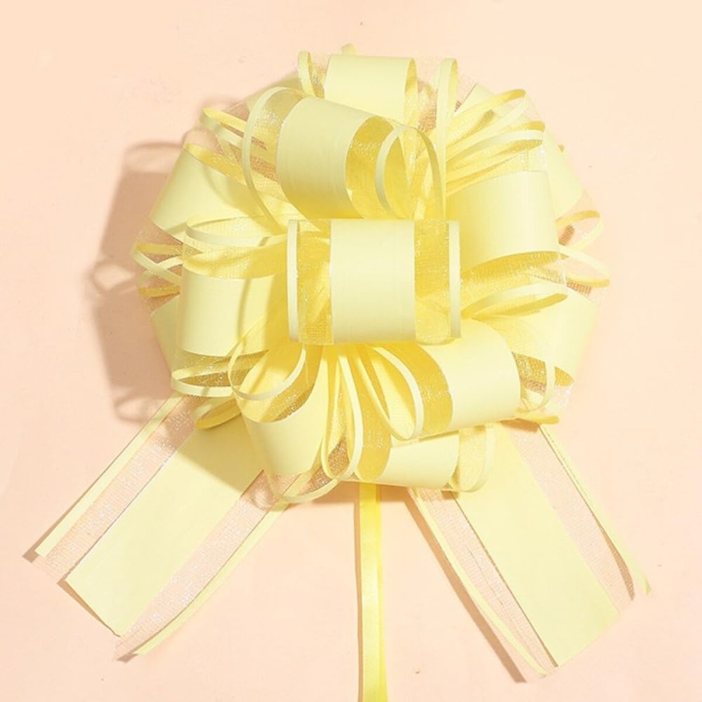 HSXJJ 6 PCS Large Pull Bows,Yellow Gift Bow,6 inches,Christmas, Party Birthday Gift Wedding Ribbon Bows for Wrapping Boxes or Flower Decorations, Valentine\'s Day Gift Decorations(Yellow)
