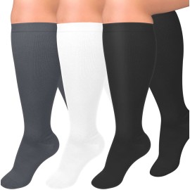 Diu Life 3 Pairs Plus Size Compression Socks for Women and Men Wide Calf Extra Knee High Support for Circulation