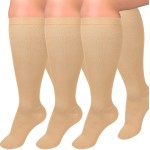 Diu Life 3 Pairs Plus Size Compression Socks for Women and Men Wide Calf Extra Knee High Support for Circulation