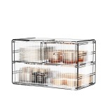 ZHIAI Stackable Storage Drawers, Acrylic Bathroom Counter Organizer Clear Makeup Organizers for Vanity, Kitchen Cabinets, Bathroom, Undersink, Home Organization and Storage (3 Drawers, Pattern A)