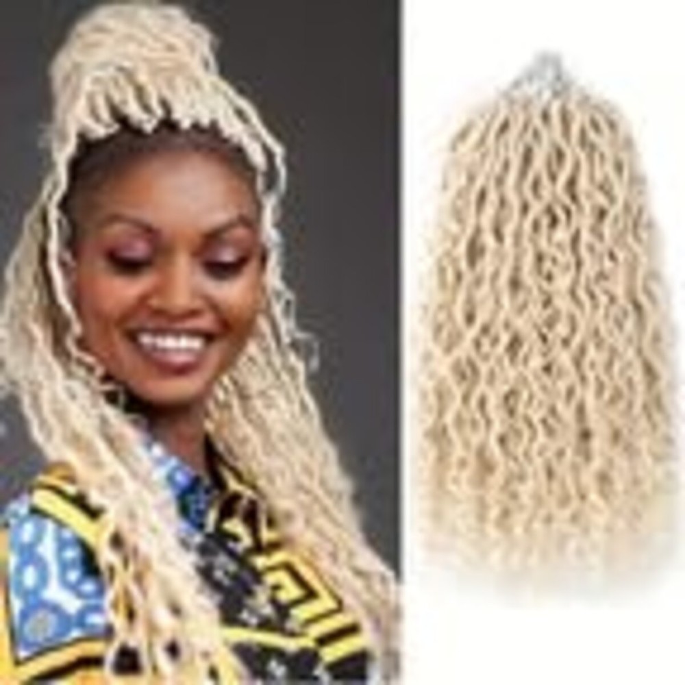 Aipin Goddess Locs Crochet Hair 14 Inch Boho River Locs Hippie Wavy Crochet With Curly Hair In Middle And Ends Braids Hair Extensions (7Packs,14 inch, 613)