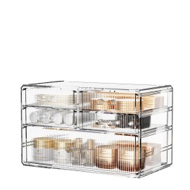 ZHIAI Stackable Storage Drawers, Acrylic Bathroom Counter Organizer Clear Makeup Organizers for Vanity, Kitchen Cabinets, Bathroom, Undersink, Home Organization and Storage (5 Drawers, Pattern C)