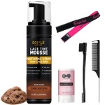 Lace Tint Melting Mousse for Women\'s Hair Wigs, Toupees, and Hairpieces - 6.8 fl oz Natural Finishing Color Tool Set (Dark Brown)