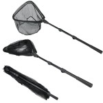 Fishing Landing Net with Telescoping Pole Handle Extends to 63 inches, Carbon Fiber Handle Extended from 23.6 inches to 47 inches