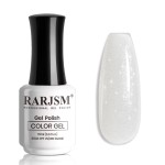 RARJSM Glitter Gel Nail Polish Nude Milky White Silver Shimmer Pigment Jelly Creamy White Yellow Gel Polish Neutral Color 15ml Sparkle Natural Color Soak off UV LED Cured for Home Salon DIY Nail Art