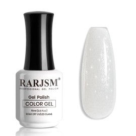 RARJSM Glitter Gel Nail Polish Nude Milky White Silver Shimmer Pigment Jelly Creamy White Yellow Gel Polish Neutral Color 15ml Sparkle Natural Color Soak off UV LED Cured for Home Salon DIY Nail Art