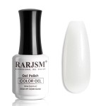 RARJSM Milky White Gel Nail Polish with Glitter Silver Shimmer Pigment Jelly Cream White Nude Gel Polish Neutral Color 15ml Sparkle Natural Color Soak off U V L E D Cured for Home Salon DIY Nail Art