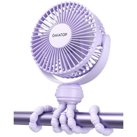 Gaiatop Mini Electric Fan with 360 Rotation, 5.5mm Gaps, Rechargeable Battery, 3 Speeds, Purple
