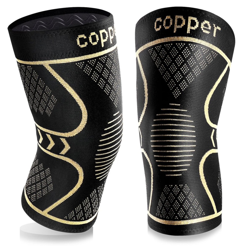 Copper Knee Braces for Women and Men 2 Pack, Knee Compression Sleeve for Knee Pain, Arthritis,ACL, Meniscus Tear, Joint Pain Relief, Knee Support for Running, Working Out, Fitness, Weightlifting-2XL