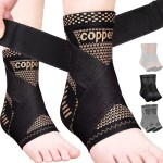 JIUFENTIAN Copper Ankle Brace Adjustable Compression Sleeve (Pair)-Ankle Support Heel Brace for Achilles Tendonitis, Plantar Fasciitis-Eases Swelling and Sprained Ankle(Medium)