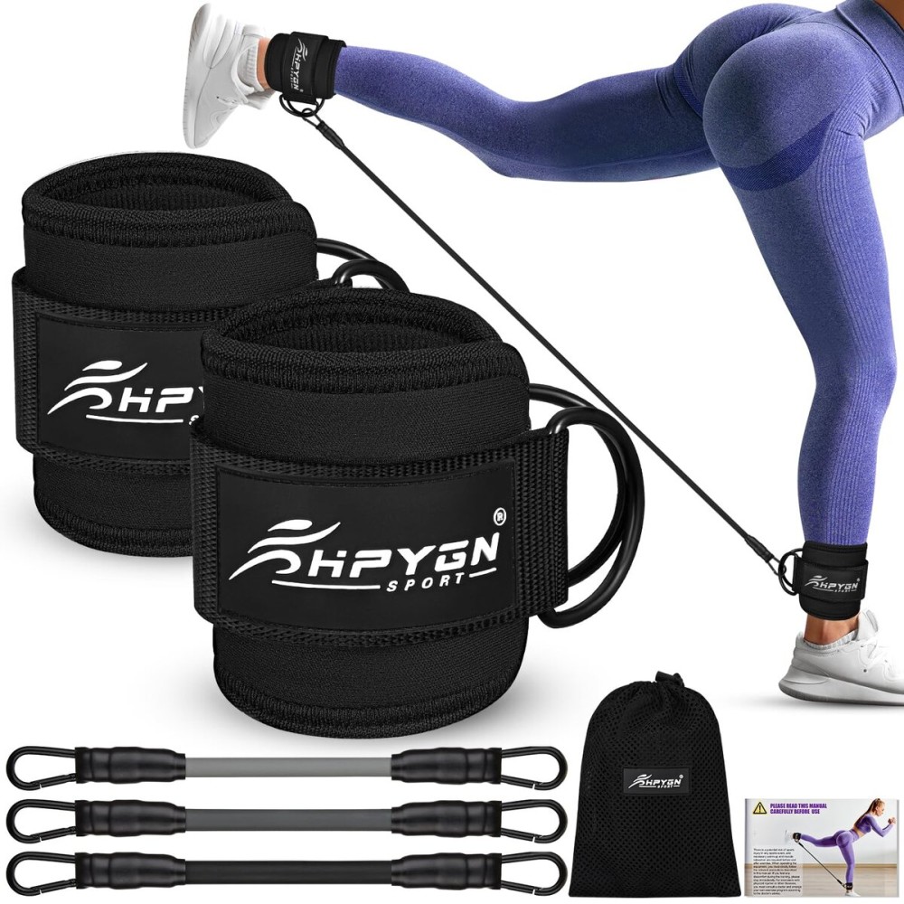 HPYGN Ankle Resistance Bands with Cuffs, Three Different Pound Leg Workout Equipment, Booty Workout Straps with Adjustable, Portable Cable Machine Ankle Strap Suitable for Home, Gym and Office