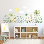 clothmile Watercolor Jungle Animal Wall Decals - Forest Animal Wall Sticker - Elephant, Lion, Monkey - For Kids, Baby Nursery, Playroom, Bedroom & Classroom Decor