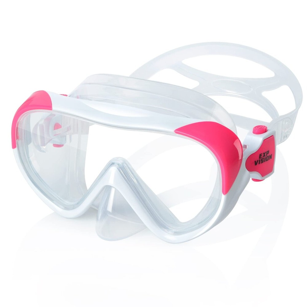 Kids Swim Mask 180 Snorkel Diving Mask, Anti-Fog Child Swim Goggles with Nose Cover No-Leak Swimming Goggles Anti-Shattered Lens for Youth 4-15 (White)