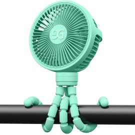 GUSGU Stroller Fan Clip on for Baby, Flexible Tripod & Rechargeable Battery, Small Personal Fan, Mini Portable Fan for Travel, Handheld, Car (Green)