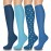 Aoliks Compression Socks for Women and Men Circulation, Blue Knee High Support Socks for Nurses Flying Hiking