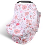 Rquite All-in-1 Car Seat Cover Baby, Carseat Covers for Girl Boy, Stretchy Soft Infant Car Seat Cover, Multi-use Baby Carrier Cover, Car Seat Canopy, Stroller Sun Shade, Nursing Breastfeeding Cover