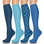 Aoliks Compression Socks for Women and Men Circulation, Blue Knee High Support Socks for Nurses Flying Hiking