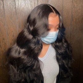 BEEOS 13x6 Full Frontal SKINLIKE Real HD Lace Wig, 250% Density 0.10mm Ultra-thin Invisible HD Lace Pre-Plucked Bleached Knots Body Wave Human Hair Wigs 22 Inch