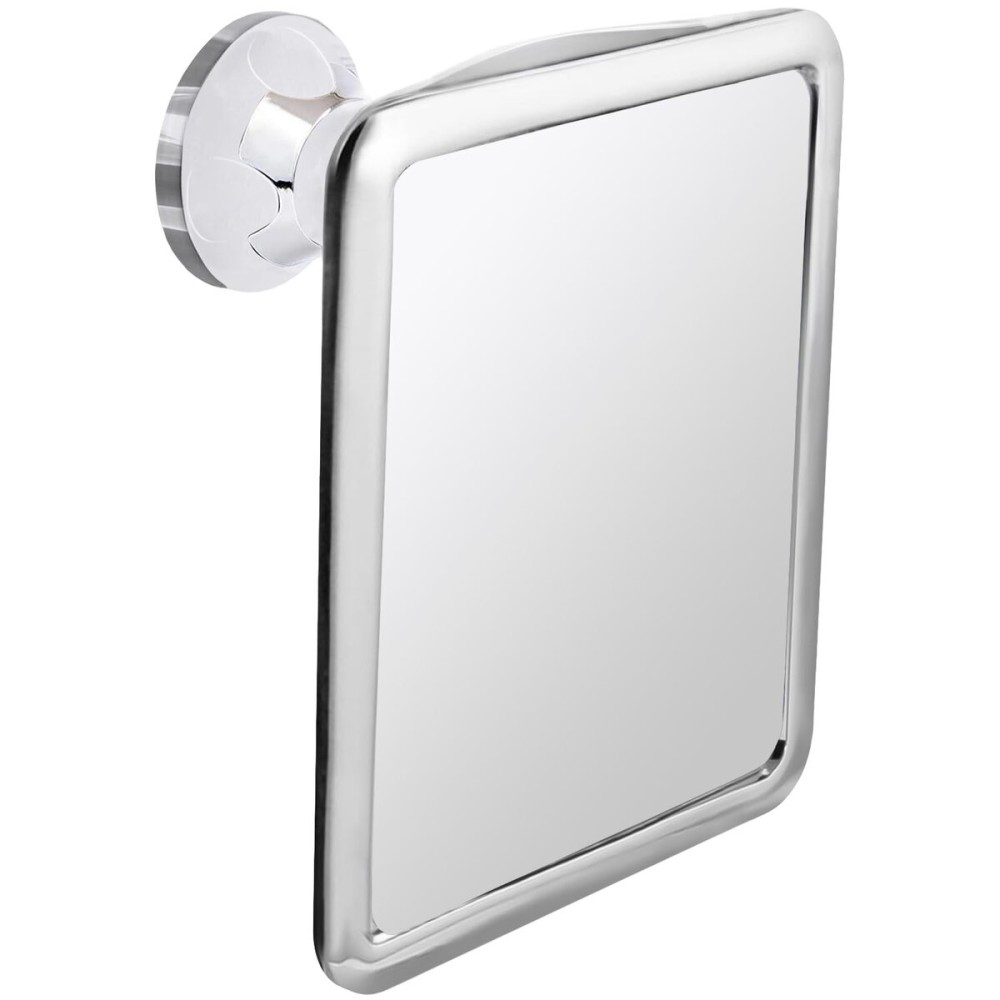 MIRRORVANA Fogless Shower Mirror for Shaving with Upgraded Suction, Dual Anti Fog Design, Shatterproof Surface & 360 Swivel, 8 x 7 Chrome
