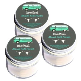 Vanmans - Mint and Bone Tooth Powder Toothpaste (3 Pack) - Remineralizing Tooth Powder with Cattle Bone Derived Hydroxyapatite, Bentonite Clay, Peppermint Oil and Baking Soda - 2.2 oz