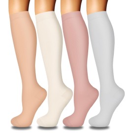 Iseasoo 4 Pairs Compression Socks for Women Circulation-Best Support for Nurses,Running,Athletic,Travel S-M