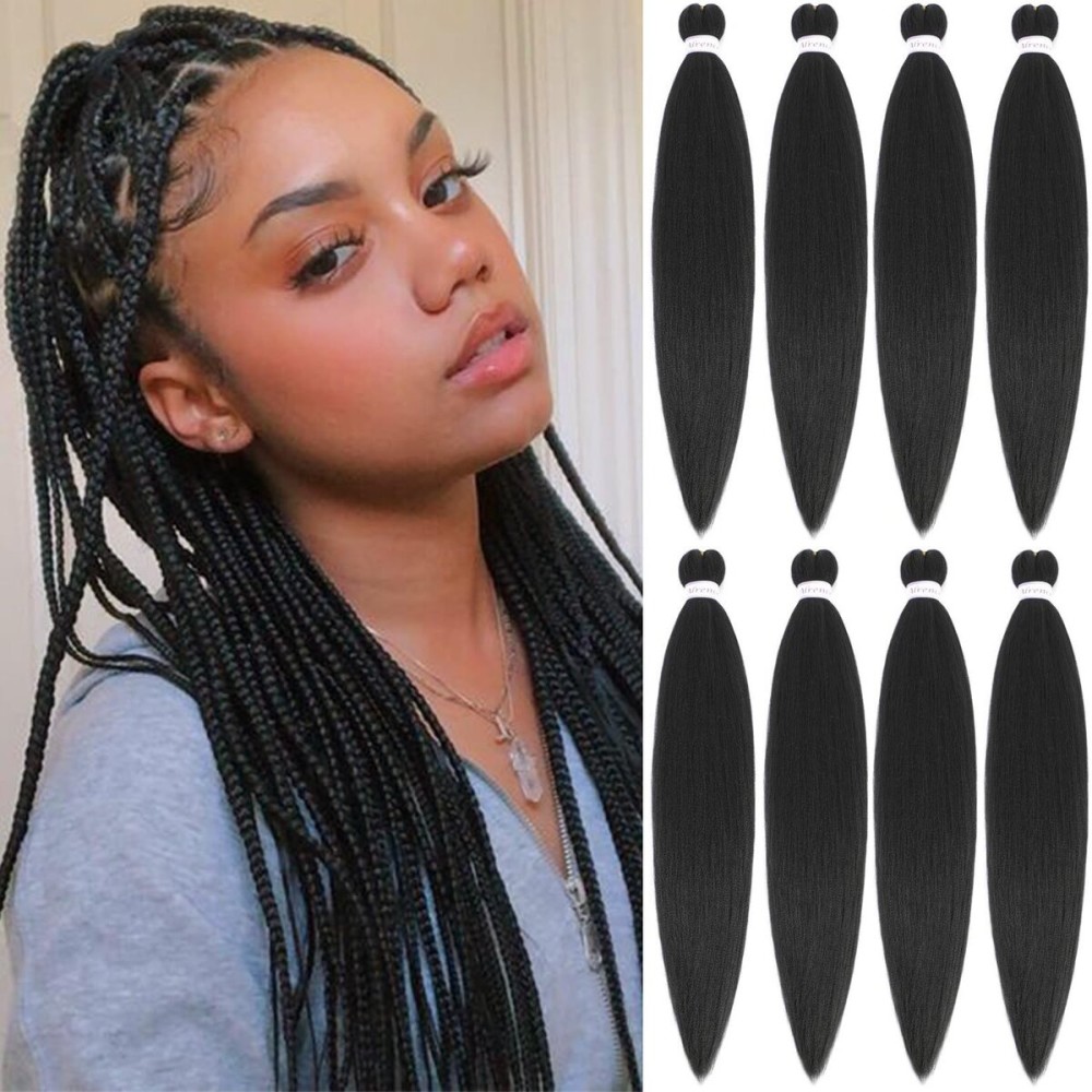 Alrence Pre Stretched Braiding Hair Long Braid 26 Inch 8 Packs Professional Braiding Hair Extensions Synthetic Crochet Twist Braids (26 Inch, 2)