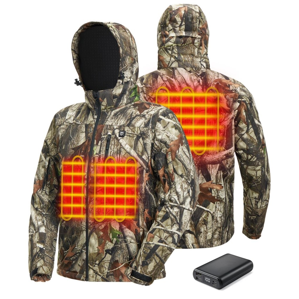 TIDEWE Heated Jacket for Men with Battery Pack, Heated Coat Next Camo G2, Size M