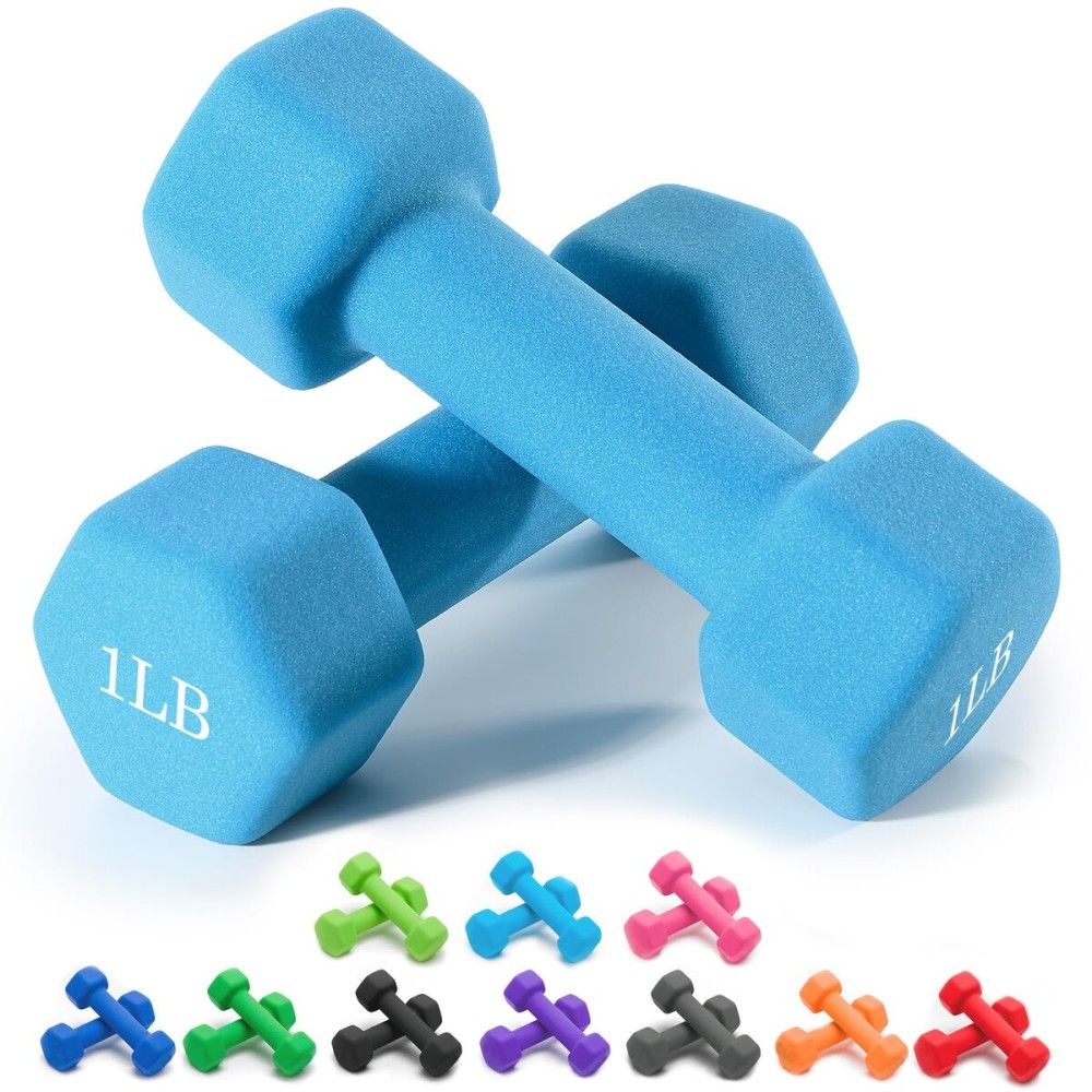 Portzon Weights Dumbbells 10 Colors Options Compatible with Set of 2 Neoprene Dumbbells Set,1-15 LB, Anti-Slip, Anti-roll, Hex Shape